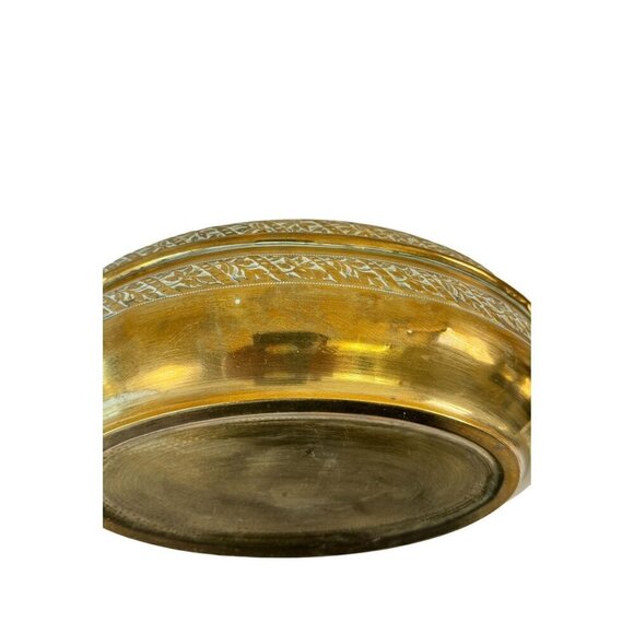 Vintage 80s Hammered Brass Oval Shape Cachepot Planter Size 13" Length - Picture 10 of 16
